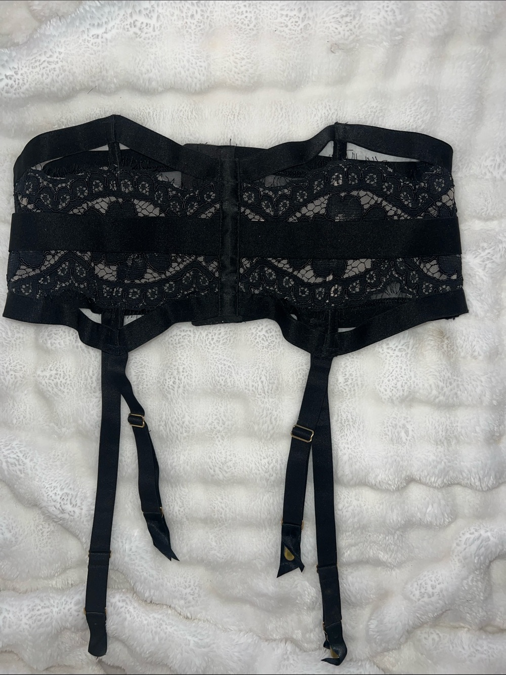 Victoria Secret Runway Corset | Black Lace & Strap Garter Belt